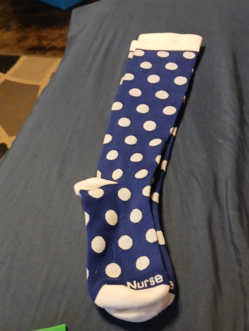Polka Dot Compression Socks - Blue with White Dots